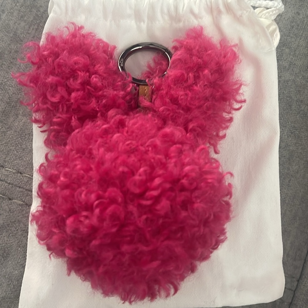MCM Vibrant Pink Plush Bunny Bag Charm - Picture 3 of 3